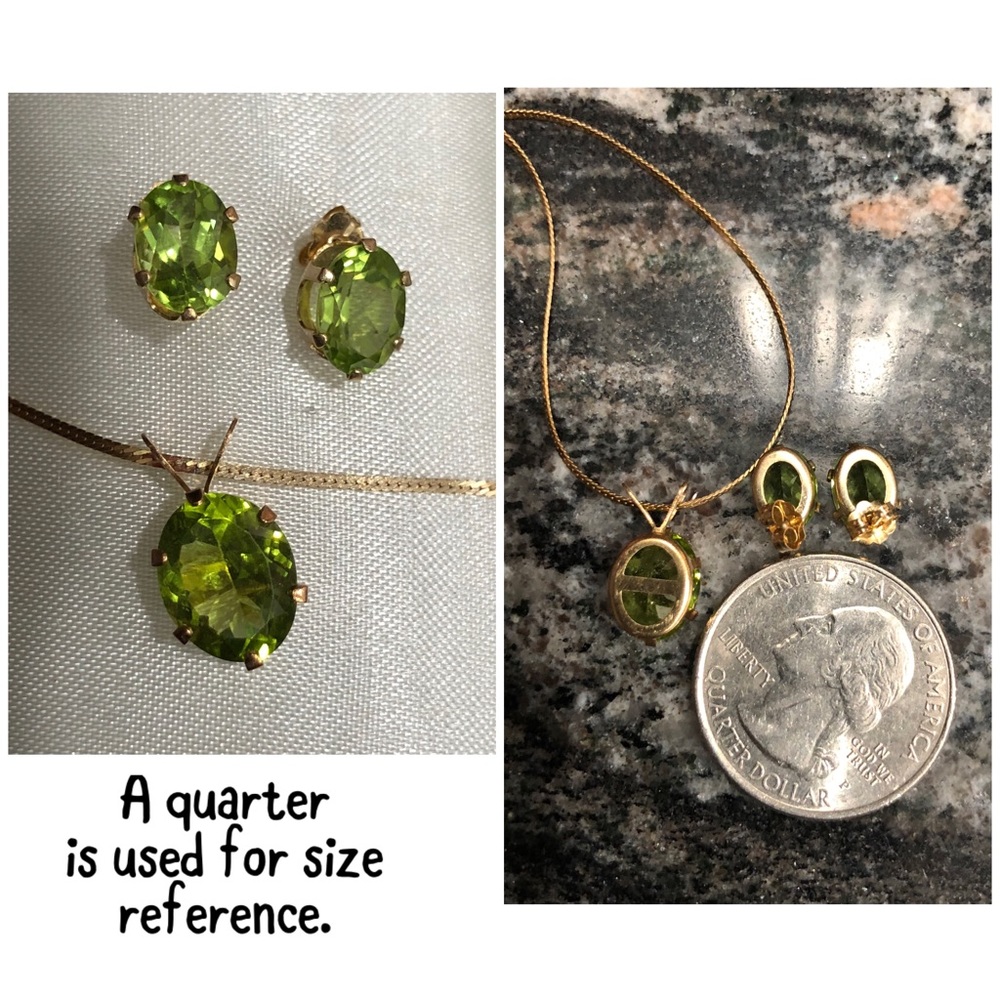 💰SOLD!💰14KT Gold 4.5 Cwt Peridot Matching Set - Picture 3 of 7